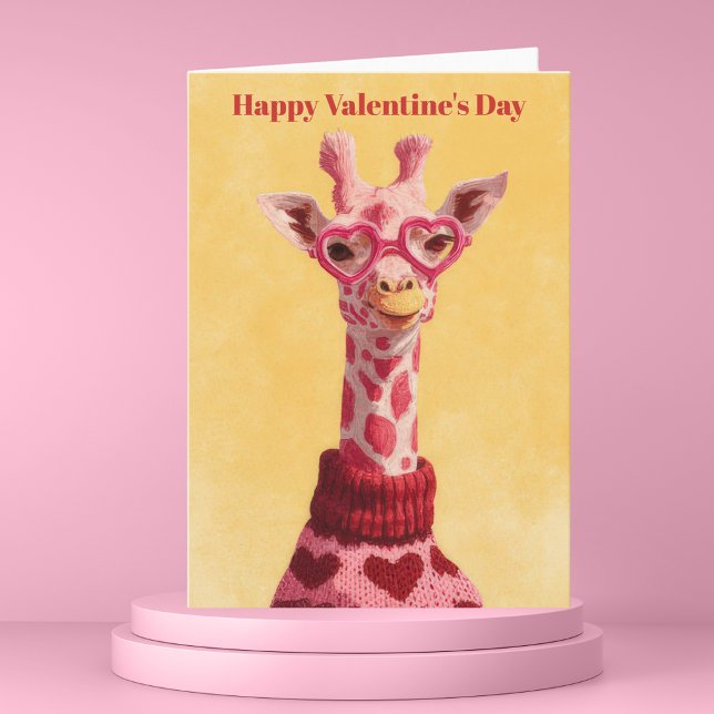 Cute Giraffe Hearts Pullover Valentine`s Day Card  (Creator Uploaded)