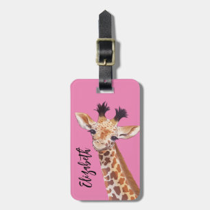 Cute Giraffe Illustration Personalised Luggage Tag