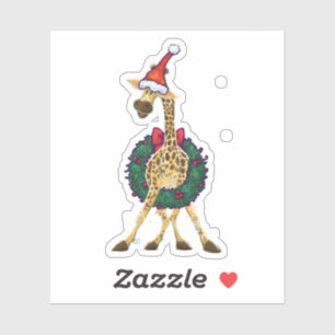 Cute Giraffe in a Santa Hat Sticker