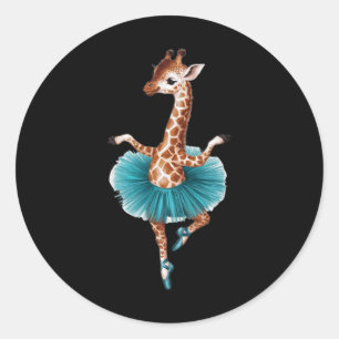 Cute Giraffe In A Tutu Dancing As A Ballerina  Classic Round Sticker