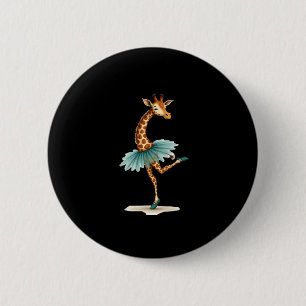Cute giraffe in a tutu dancing as a ballerina, gif 6 cm round badge