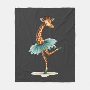 Cute giraffe in a tutu dancing as a ballerina, gif fleece blanket