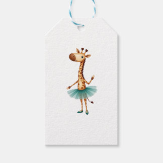 Cute giraffe in a tutu dancing as a ballerina, gif gift tags