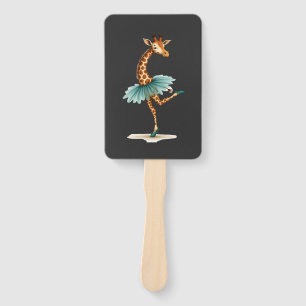 Cute giraffe in a tutu dancing as a ballerina, gif hand fan