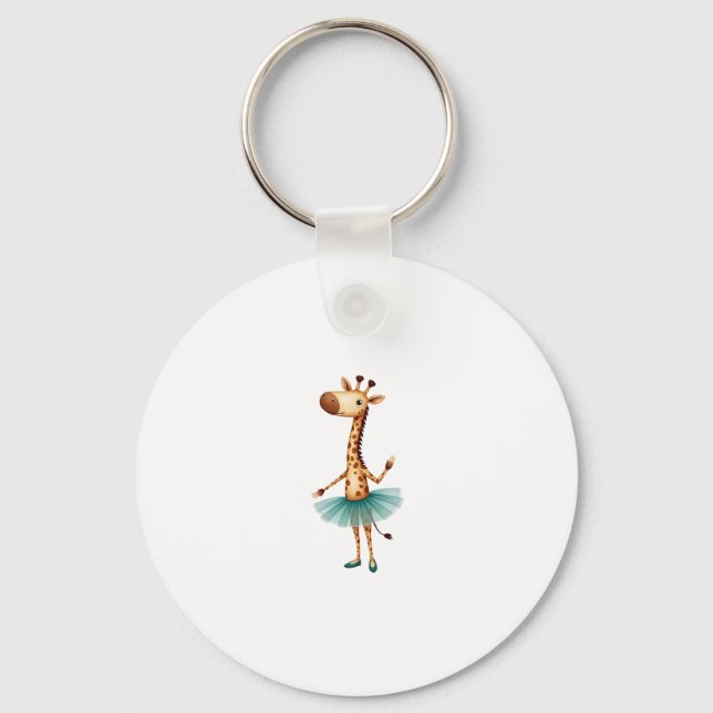 Cute giraffe in a tutu dancing as a ballerina, gif key ring (Front)