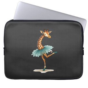 Cute giraffe in a tutu dancing as a ballerina, gif laptop sleeve