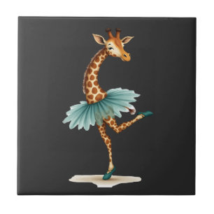 Cute giraffe in a tutu dancing as a ballerina, gif tile