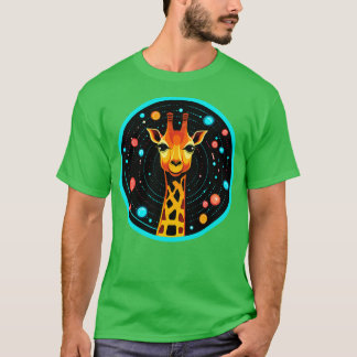 Cute Giraffe in Outer Space Funny Zoo Animals T-Shirt