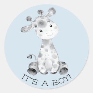 Cute Giraffe It' a Boy Favour Sticker
