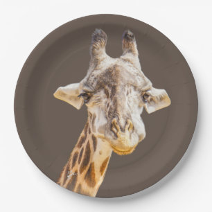 Cute Giraffe Jungle Animal Photography Paper Plate