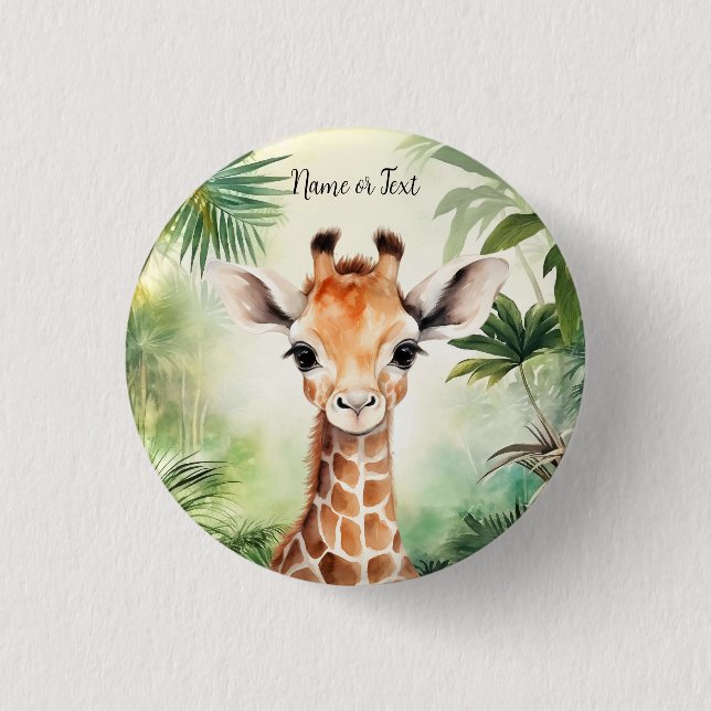 Cute Giraffe Jungle Baby Shower Party Beautiful 3 Cm Round Badge (Front)