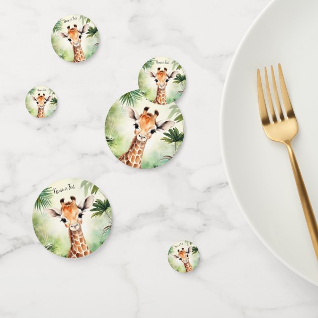 Cute Giraffe Jungle Baby Shower Party Beautiful Confetti (Group)