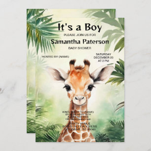 Cute Giraffe Jungle Baby Shower Party Beautiful Invitation