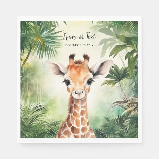 Cute Giraffe Jungle Baby Shower Party Beautiful Napkin (Front)
