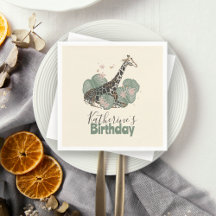 Cute Giraffe Jungle Botanical Animal Birthday  