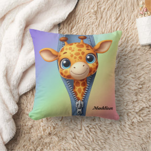  Cute Giraffe Kids Customisable Name  Cushion