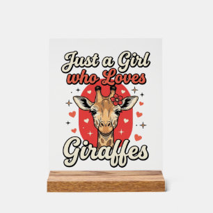 Cute Giraffe Lover Vintage Girl Shirt Design_1 Acrylic Sign
