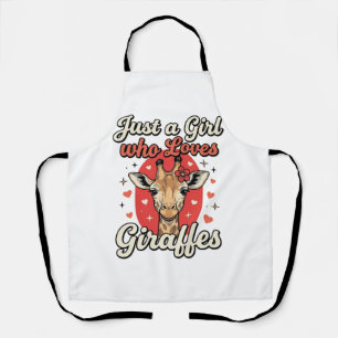 Cute Giraffe Lover Vintage Girl Shirt Design_1 Apron