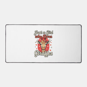 Cute Giraffe Lover Vintage Girl Shirt Design_1 Desk Mat