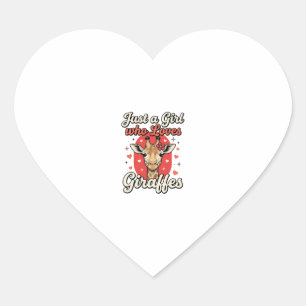 Cute Giraffe Lover Vintage Girl Shirt Design_1 Heart Sticker