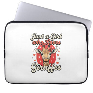 Cute Giraffe Lover Vintage Girl Shirt Design_1 Laptop Sleeve