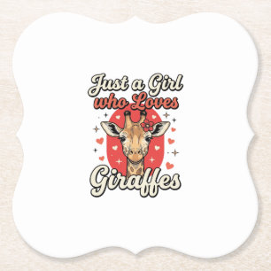 Cute Giraffe Lover Vintage Girl Shirt Design_1 Paper Coaster