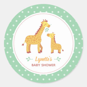 Cute Giraffe Mom and Baby Shower Decor Classic Round Sticker