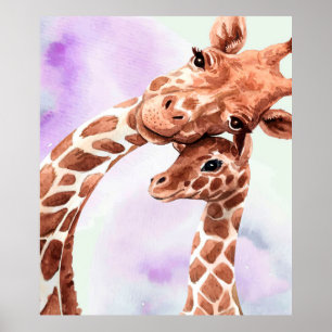 Cute Giraffe Mum And Baby, Gift For Daughter Poster