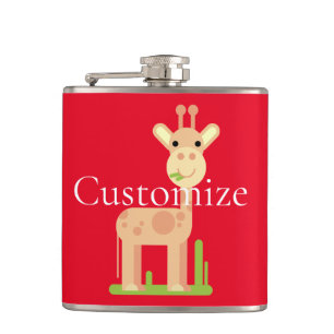 Cute Giraffe Munching Thunder_Cove Hip Flask