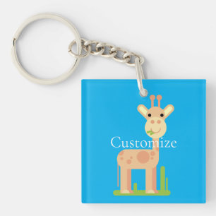Cute Giraffe Munching  Thunder_Cove Key Ring