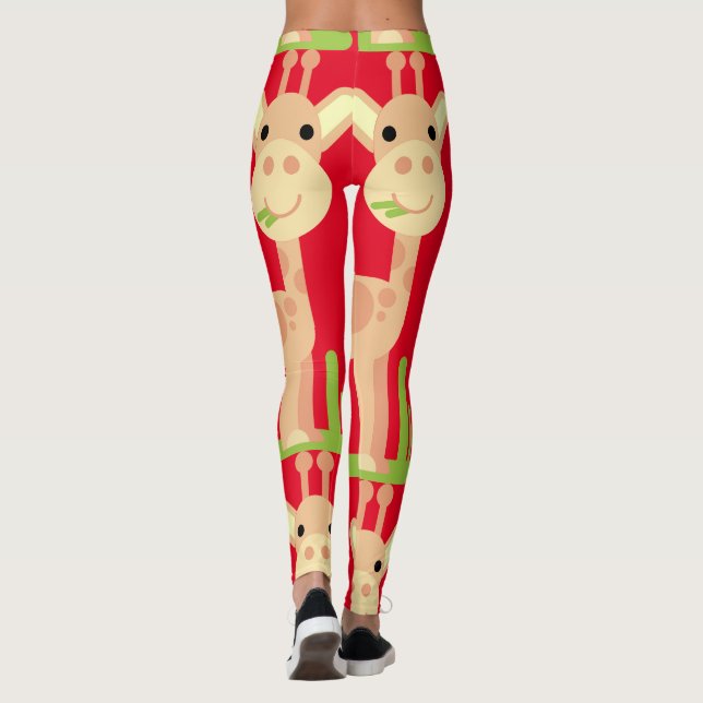 Cute Giraffe Munching  Thunder_Cove Leggings (Back)