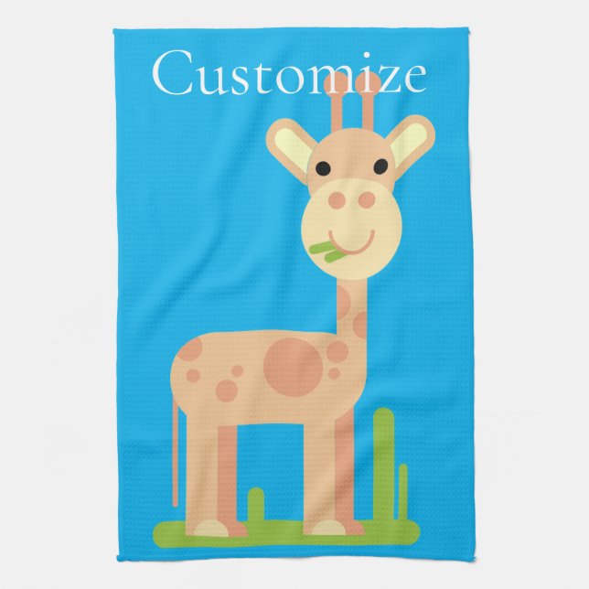 Cute Giraffe Munching  Thunder_Cove Tea Towel (Vertical)