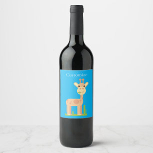 Cute Giraffe Munching  Thunder_Cove Wine Label