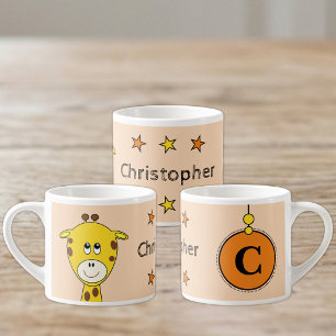 Cute giraffe orange yellow with stars child's espresso cup