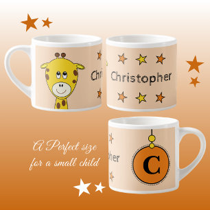 Cute giraffe orange yellow with stars child's espresso cup