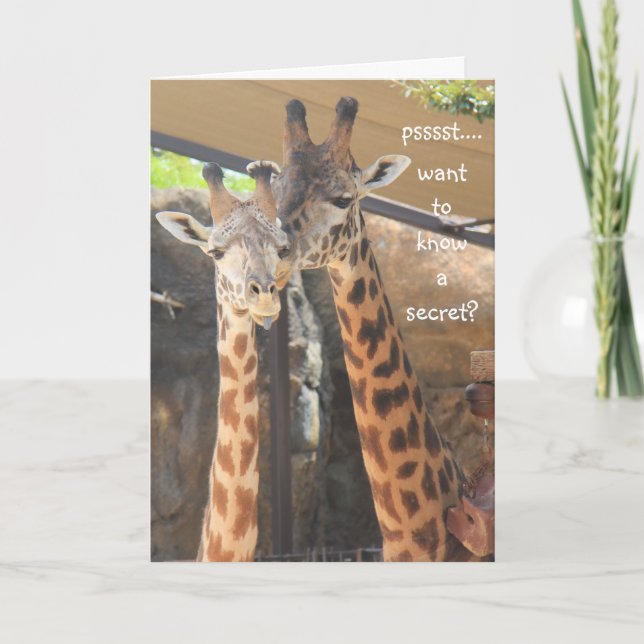 Cute Giraffe Over-the-Hill Birthday Card (Front)