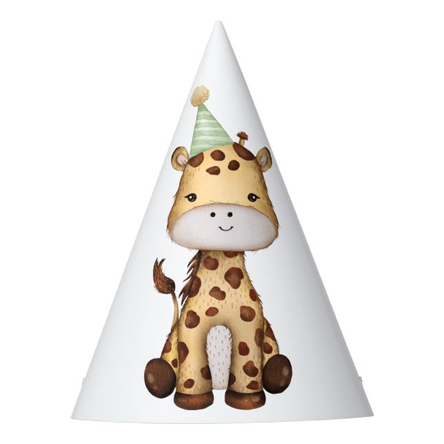 Cute Giraffe Party Animal Wild One Safari Birthday Party Hat (Front)
