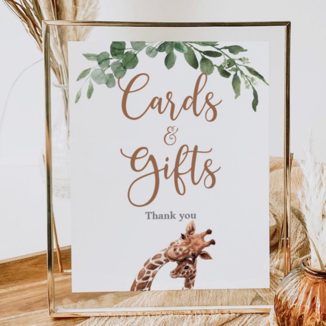Cute giraffe party Cards and gifts sign (Creator Uploaded)