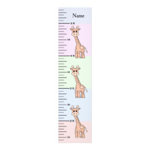 Cute Giraffe Pastel Growth Chart Add Child's Name Photo Print