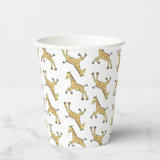 Cute Giraffe Pattern White Baby Shower Paper Cups