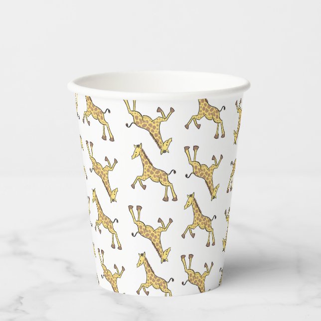 Cute Giraffe Pattern White Baby Shower Paper Cups (Front)