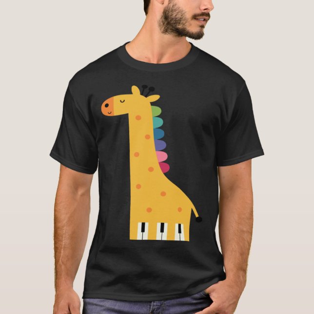 Cute Giraffe Piano Music T-Shirt (Front)