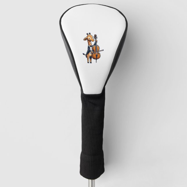 Cute Giraffe Playing Cello Giraffes Musician Music Golf Head Cover (Front)