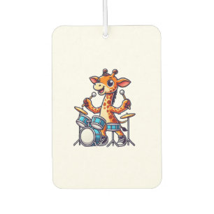 Cute Giraffe Playing Drums Giraffes Drummer Music Car Air Freshener