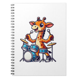 Cute Giraffe Playing Drums Giraffes Drummer Music Notebook