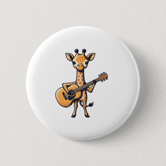 Cute Giraffe Playing Guitar Giraffes Musician Musi 6 Cm Round Badge (Front)