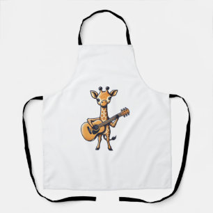 Cute Giraffe Playing Guitar Giraffes Musician Musi Apron