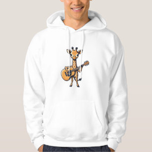 Cute Giraffe Playing Guitar Giraffes Musician Musi Hoodie