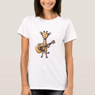 Cute Giraffe Playing Guitar Giraffes Musician Musi T-Shirt