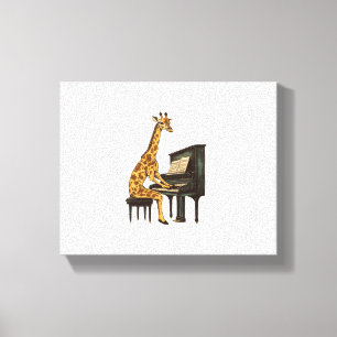 Cute Giraffe Playing Piano Giraffes Musician Music Canvas Print